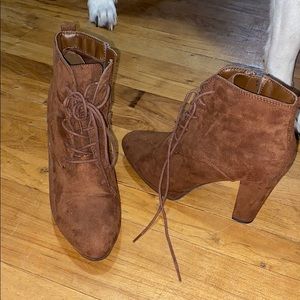 Brown heeled booties